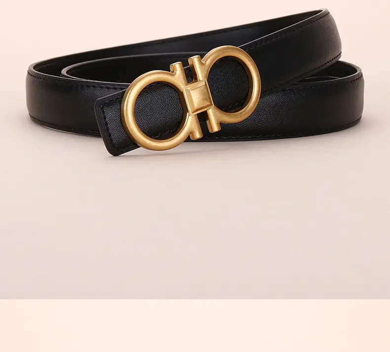 Women Vintage Black H-Braceled Waist Belt — feature 19