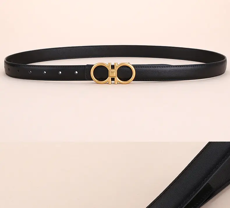 Women Vintage Black H-Braceled Waist Belt — feature 20