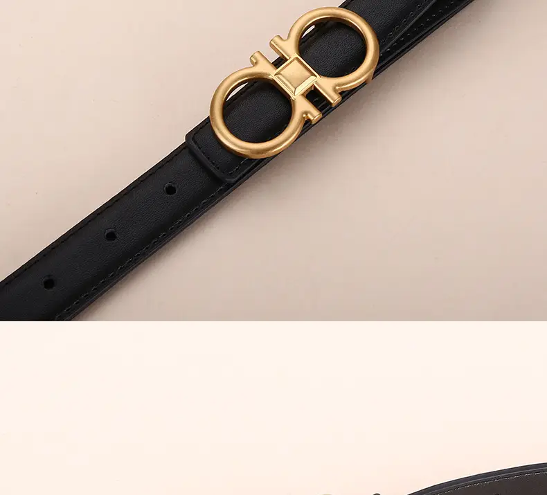 Women Vintage Black H-Braceled Waist Belt — feature 21