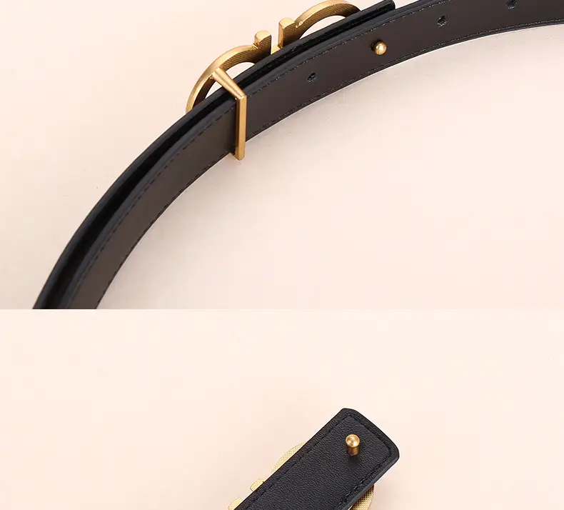 Women Vintage Black H-Braceled Waist Belt — feature 22
