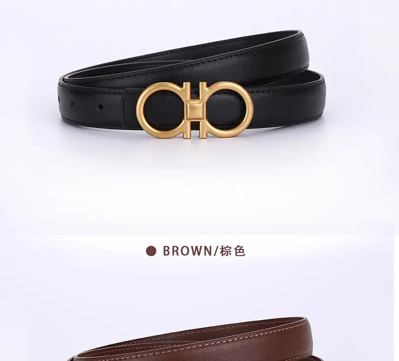 Women Vintage Black H-Braceled Waist Belt — feature 24