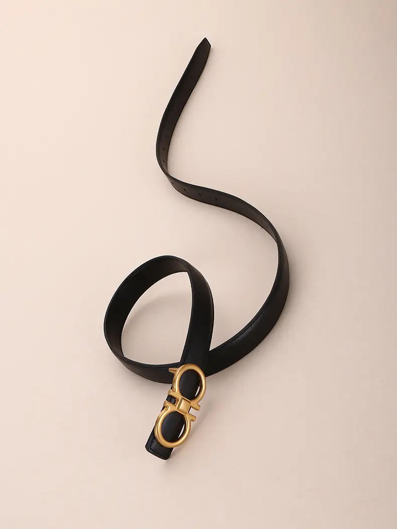 Women Vintage Black H-Braceled Waist Belt — feature 29