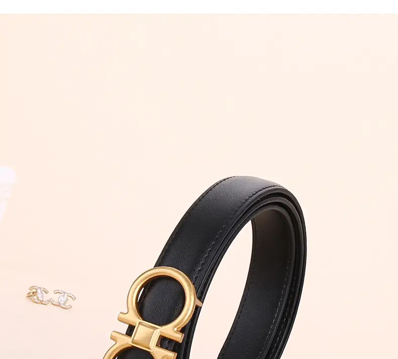 Women Vintage Black H-Braceled Waist Belt — feature 4