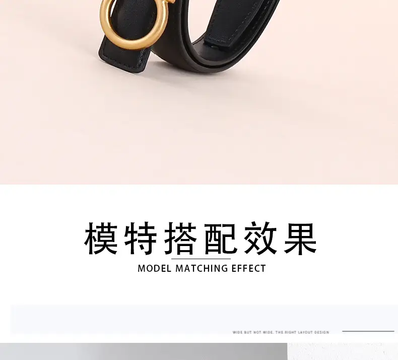Women Vintage Black H-Braceled Waist Belt — feature 5