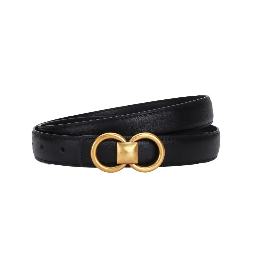 Vintage Cowhide Belt for Women with Vintage Buckle Decor