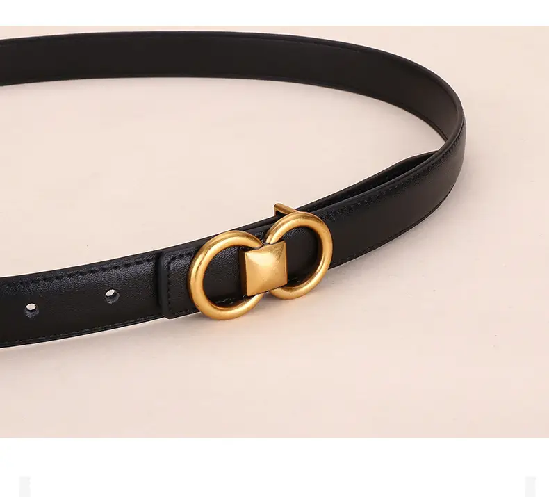 Vintage Cowhide Belt for Women with Vintage Buckle Decor — feature 14