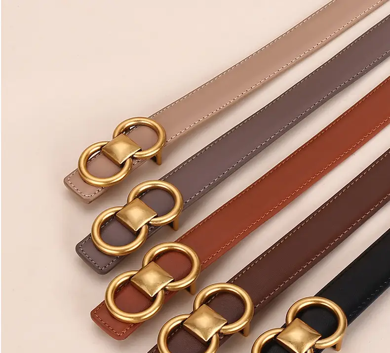Vintage Cowhide Belt for Women with Vintage Buckle Decor — feature 17