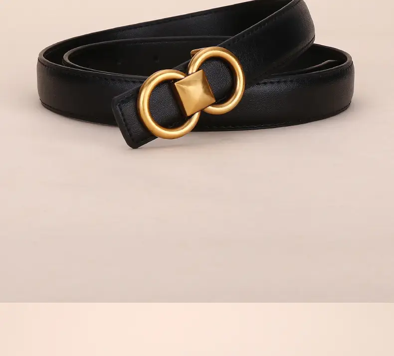 Vintage Cowhide Belt for Women with Vintage Buckle Decor — feature 19