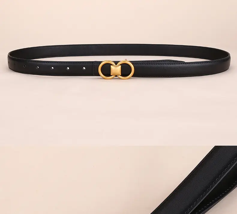 Vintage Cowhide Belt for Women with Vintage Buckle Decor — feature 20