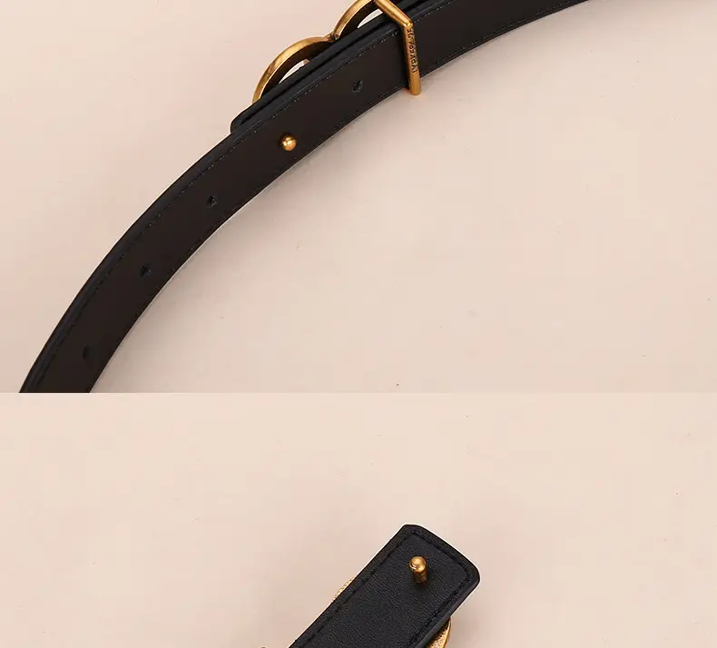 Vintage Cowhide Belt for Women with Vintage Buckle Decor — feature 22