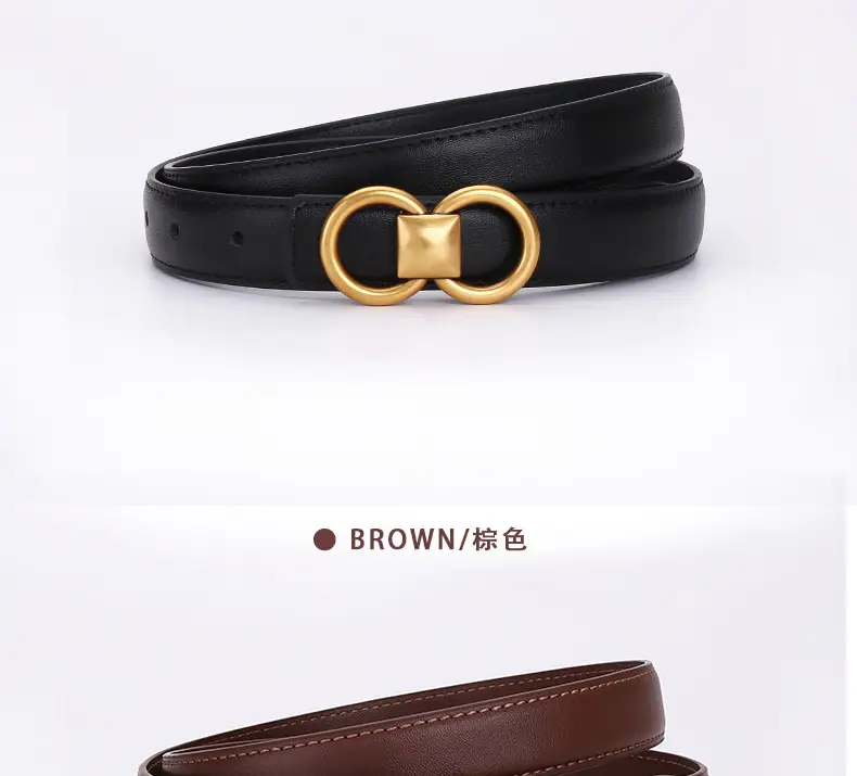 Vintage Cowhide Belt for Women with Vintage Buckle Decor — feature 24