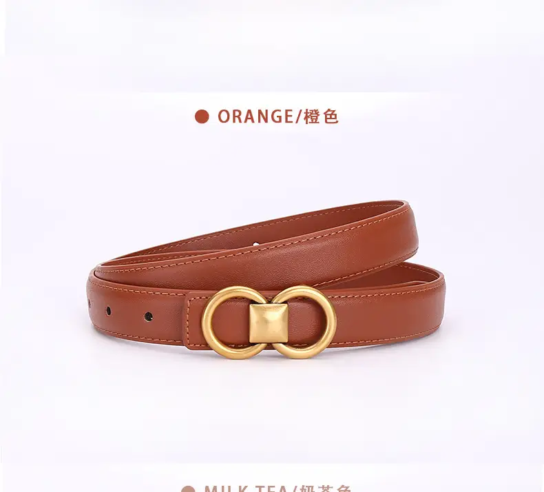 Vintage Cowhide Belt for Women with Vintage Buckle Decor — feature 26