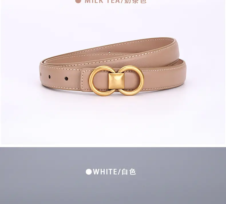 Vintage Cowhide Belt for Women with Vintage Buckle Decor — feature 27