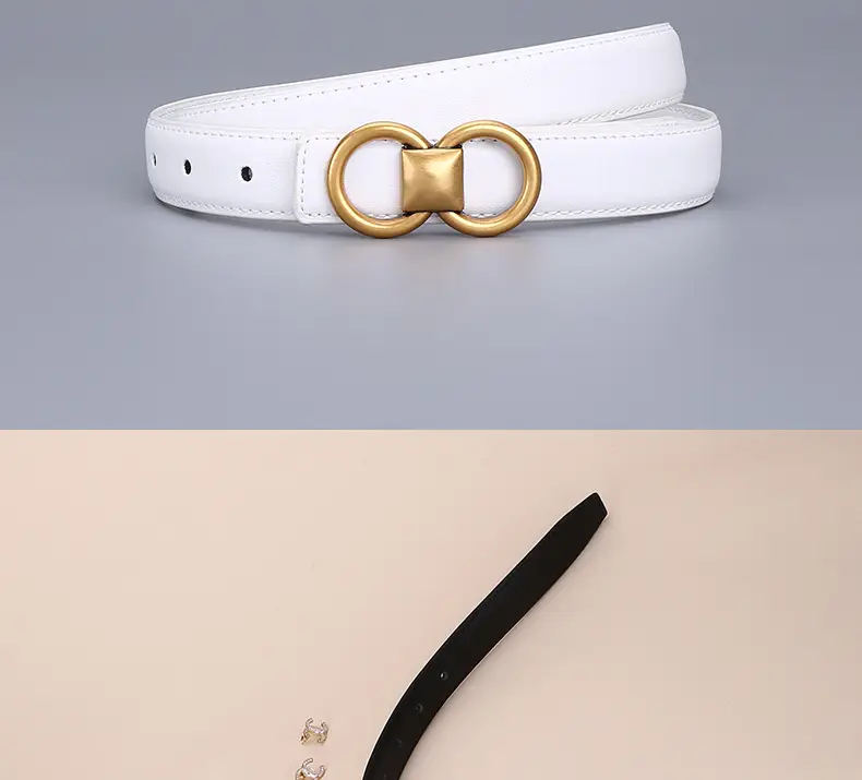 Vintage Cowhide Belt for Women with Vintage Buckle Decor — feature 28