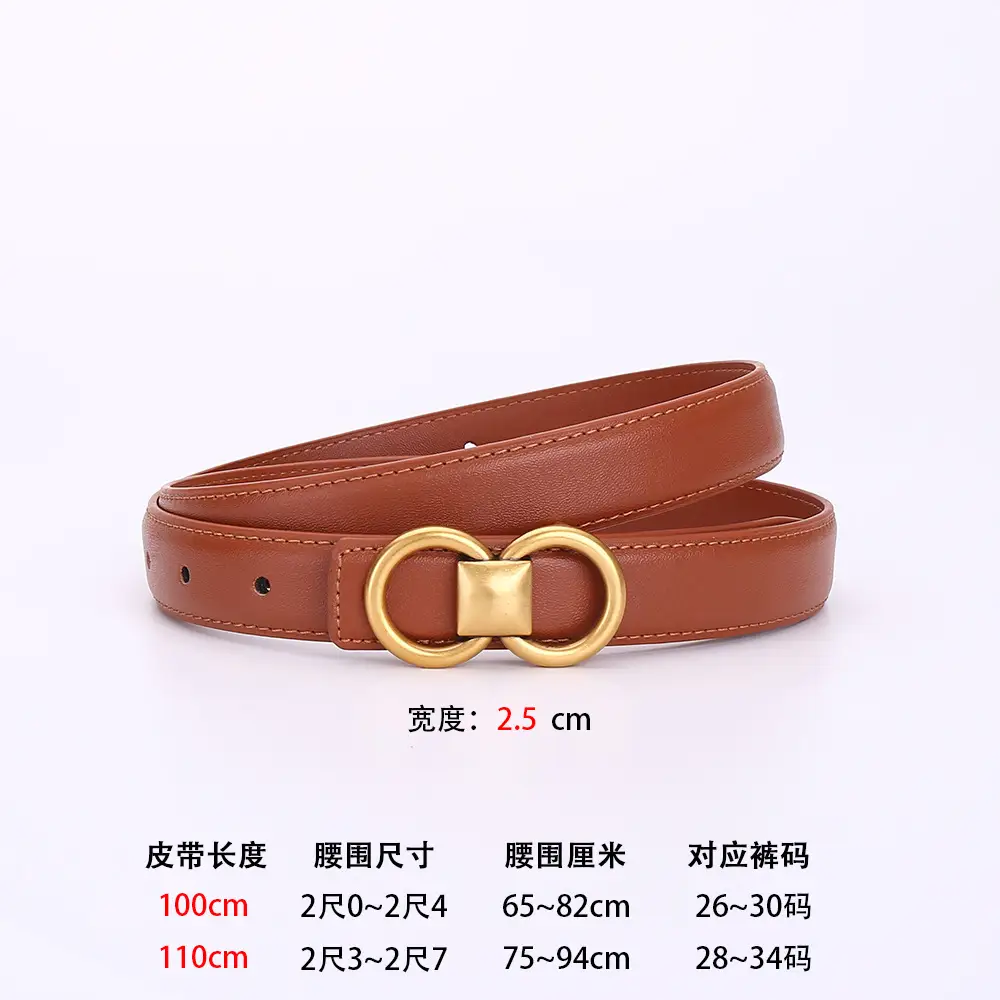 Vintage Cowhide Belt for Women with Vintage Buckle Decor