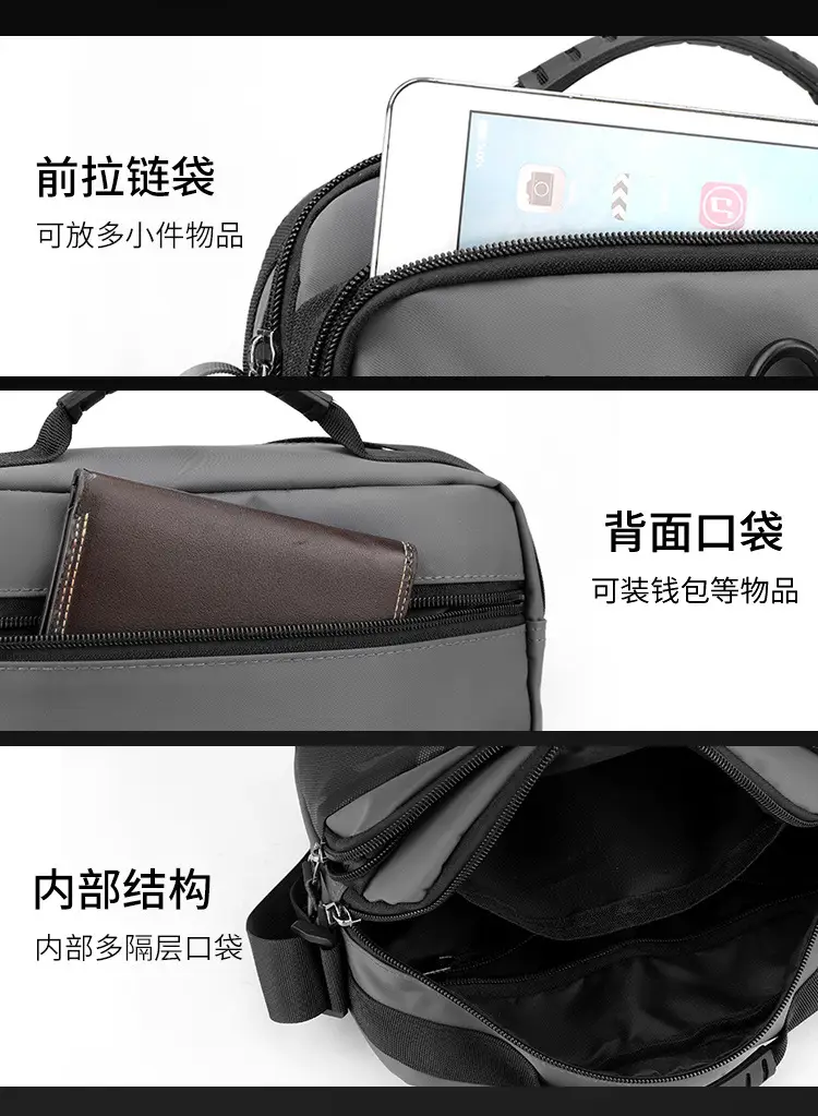 Men Black Camo Shoulder Bag with Adjustable Strap — feature 10