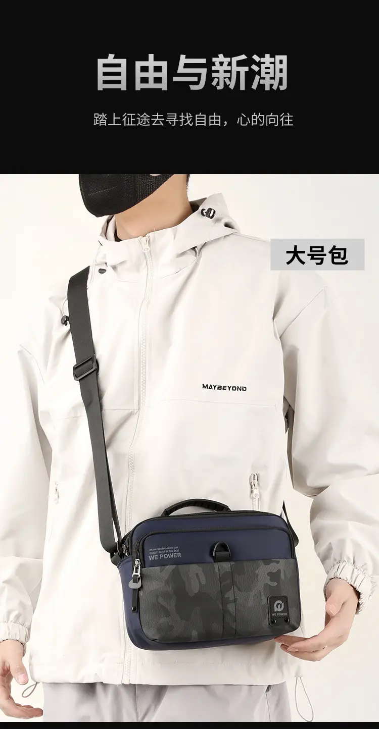 Men Black Camo Shoulder Bag with Adjustable Strap — feature 11