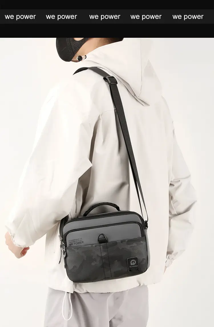 Men Black Camo Shoulder Bag with Adjustable Strap — feature 15