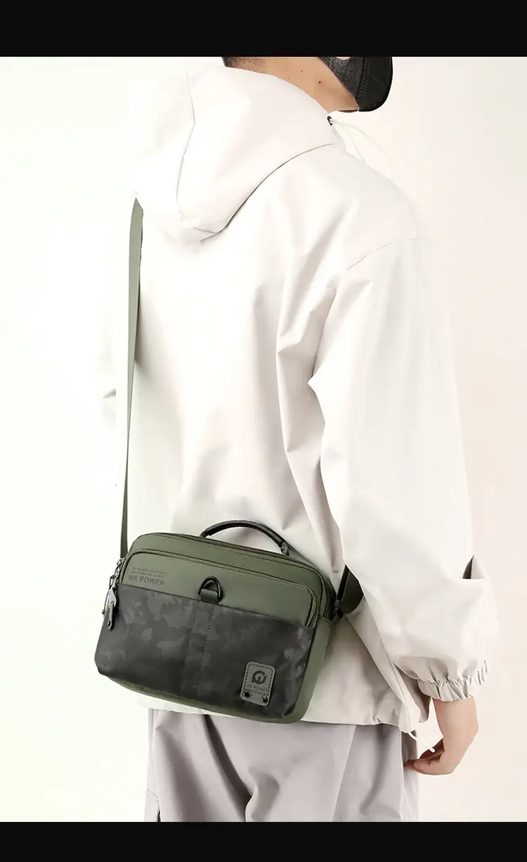 Men Black Camo Shoulder Bag with Adjustable Strap — feature 19