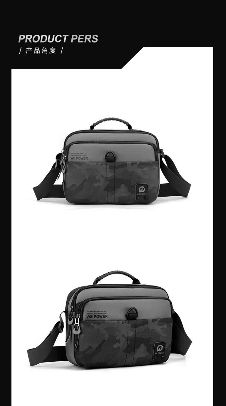 Men Black Camo Shoulder Bag with Adjustable Strap — feature 20