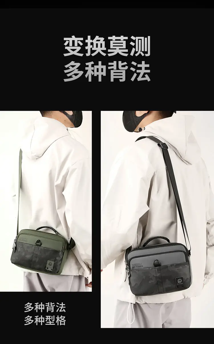 Men Black Camo Shoulder Bag with Adjustable Strap — feature 6