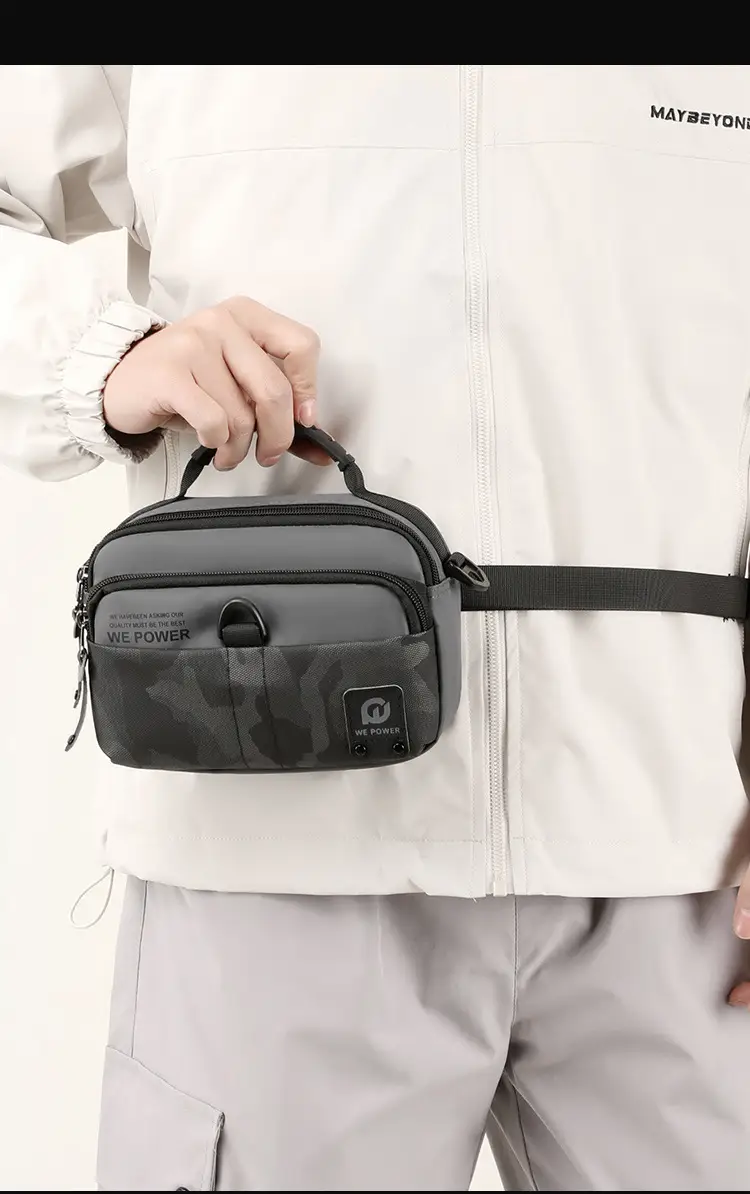 Men Black Camo Shoulder Bag with Adjustable Strap — feature 7