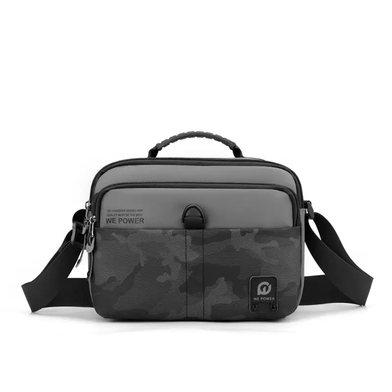 Men Black Camo Shoulder Bag with Adjustable Strap - Image 2