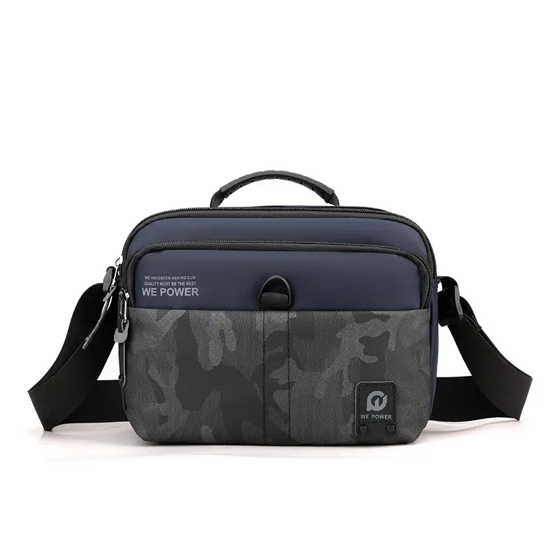Men Black Camo Shoulder Bag with Adjustable Strap - Image 3