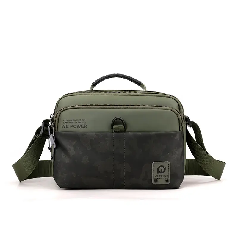 Men Black Camo Shoulder Bag with Adjustable Strap - Image 4