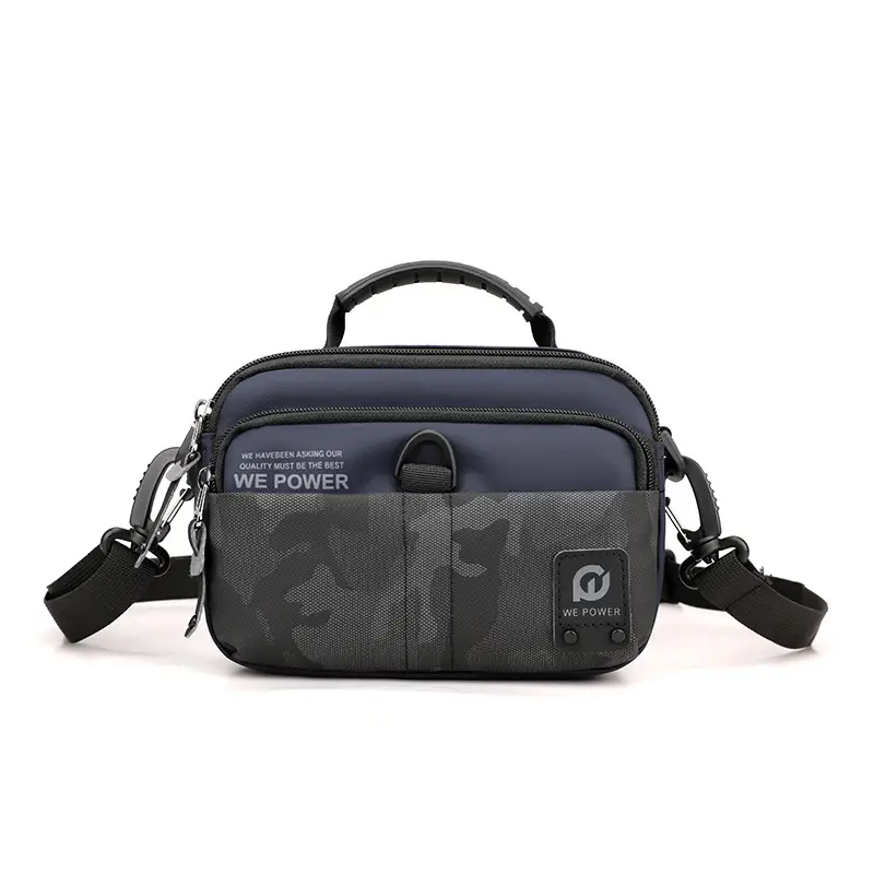 Men Black Camo Shoulder Bag with Adjustable Strap - Image 7