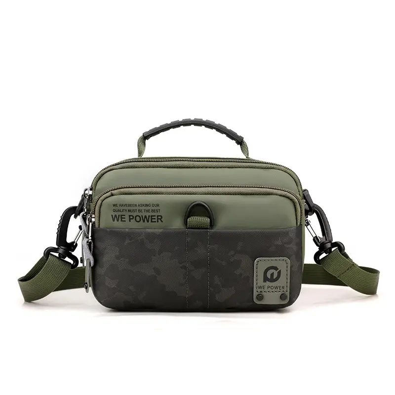 Men Black Camo Shoulder Bag with Adjustable Strap - Image 8