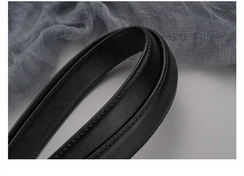 Black Leather Belt with Gold Alloy Buckle for Women — feature 6