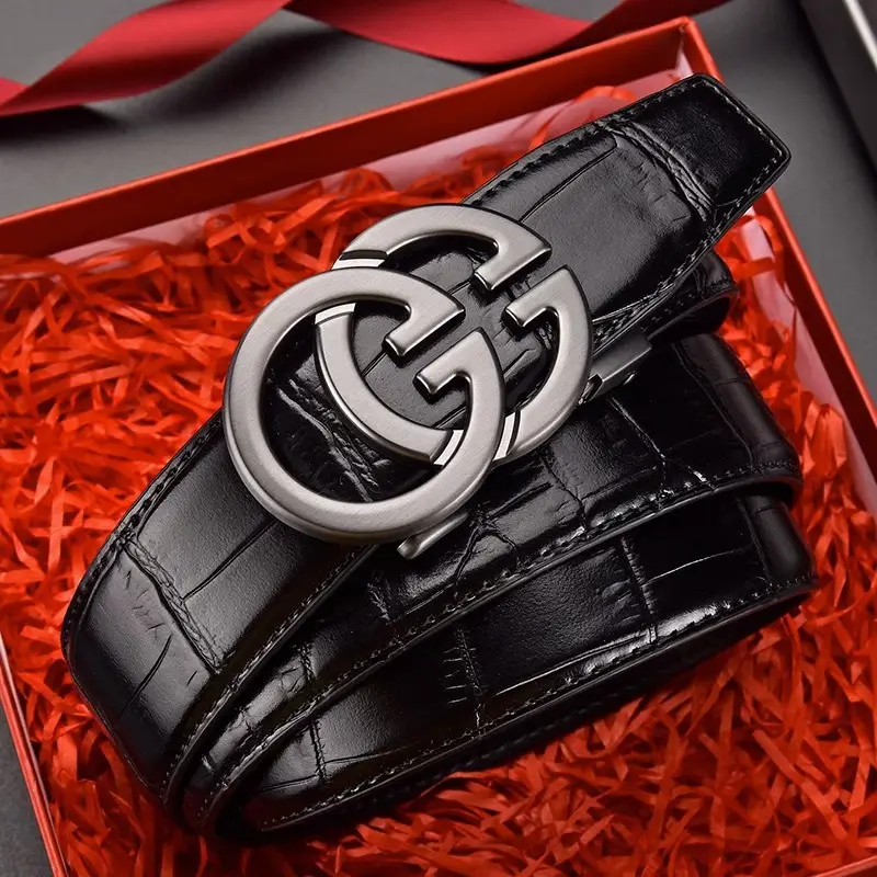 Men's Black Croc Leather Belt with G Buckle Drop Shipping - Image 4