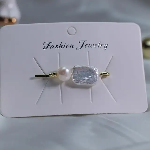 Pearl Clip Hairpin with Square Natural Stones - Image 2