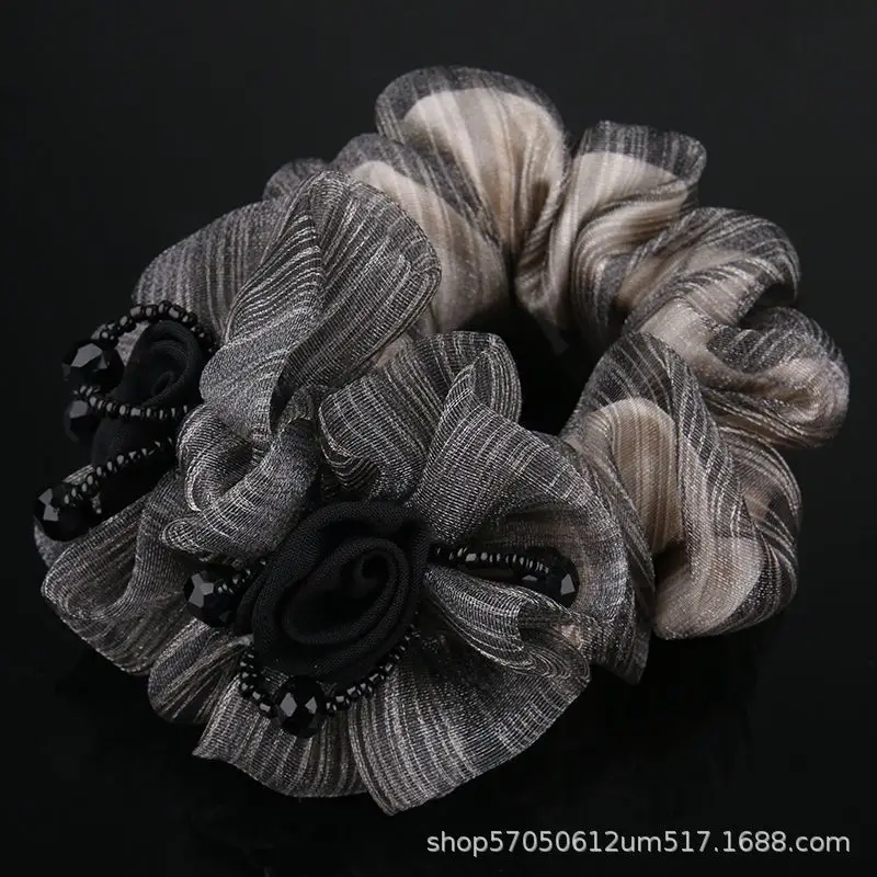 Korean Style Floral Scrunchie for Women's Middle Age Hair Up - Image 5