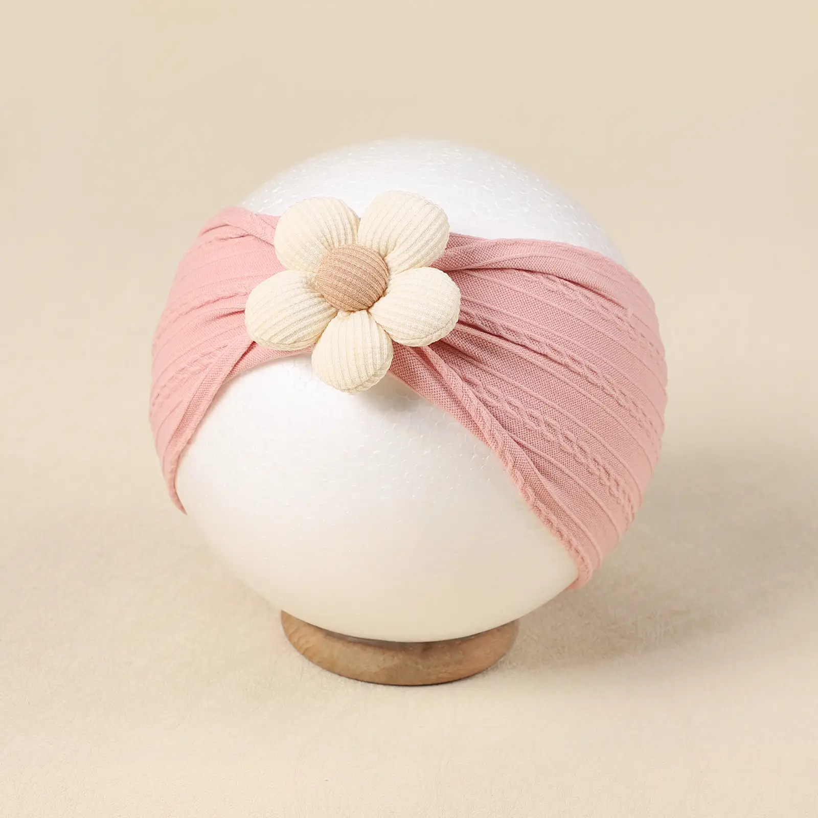 Wool Cotton Flower Bow Baby Hair Band Brown — feature 11