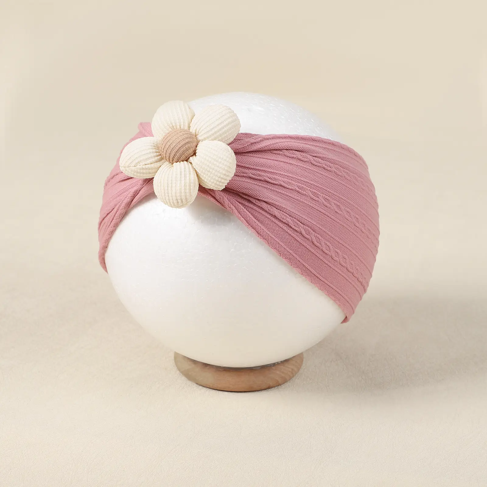 Wool Cotton Flower Bow Baby Hair Band Brown — feature 13