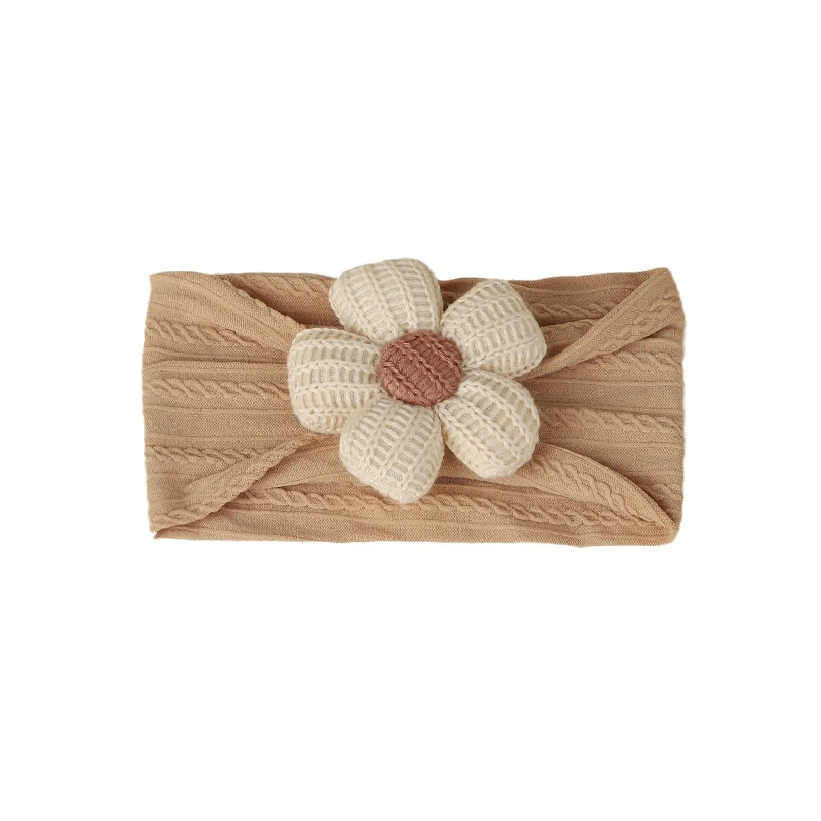 Wool Cotton Flower Bow Baby Hair Band Brown — feature 6
