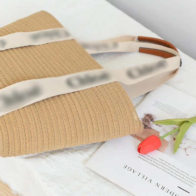 Women Straw Handheld & Shoulder Bag Set Cotton String Tote - Image 10