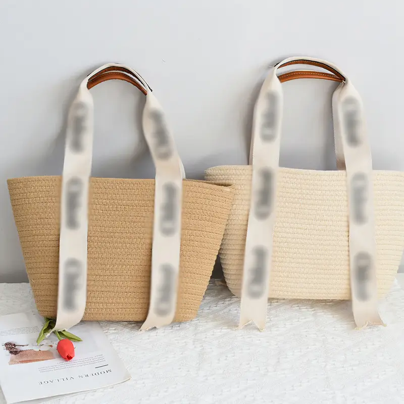 Women Straw Handheld & Shoulder Bag Set Cotton String Tote — feature 10