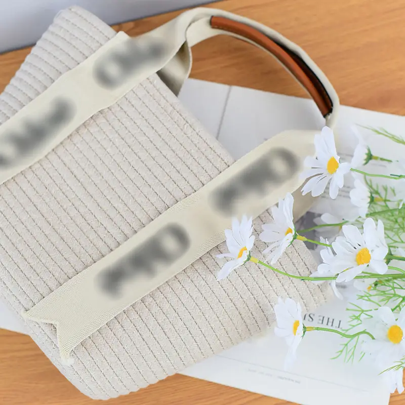 Women Straw Handheld & Shoulder Bag Set Cotton String Tote — feature 5