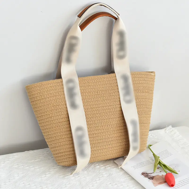 Women Straw Handheld & Shoulder Bag Set Cotton String Tote — feature 6
