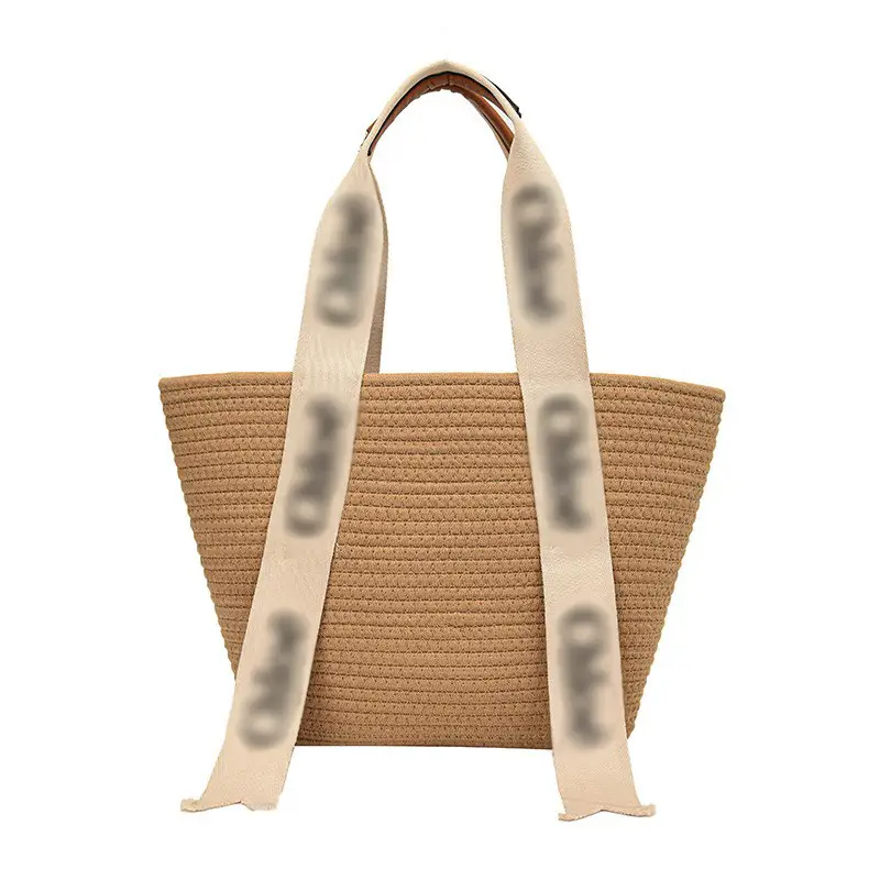 Women Straw Handheld & Shoulder Bag Set Cotton String Tote - Image 2