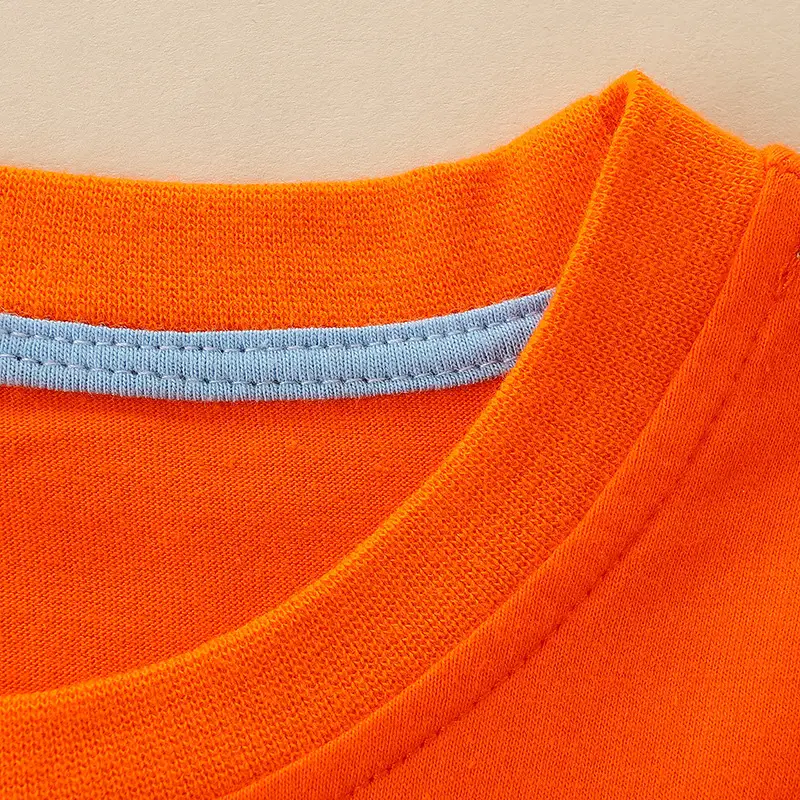 26 Summer Boys T-Shirt Orange Cartoon Print Round Neck - Image 4