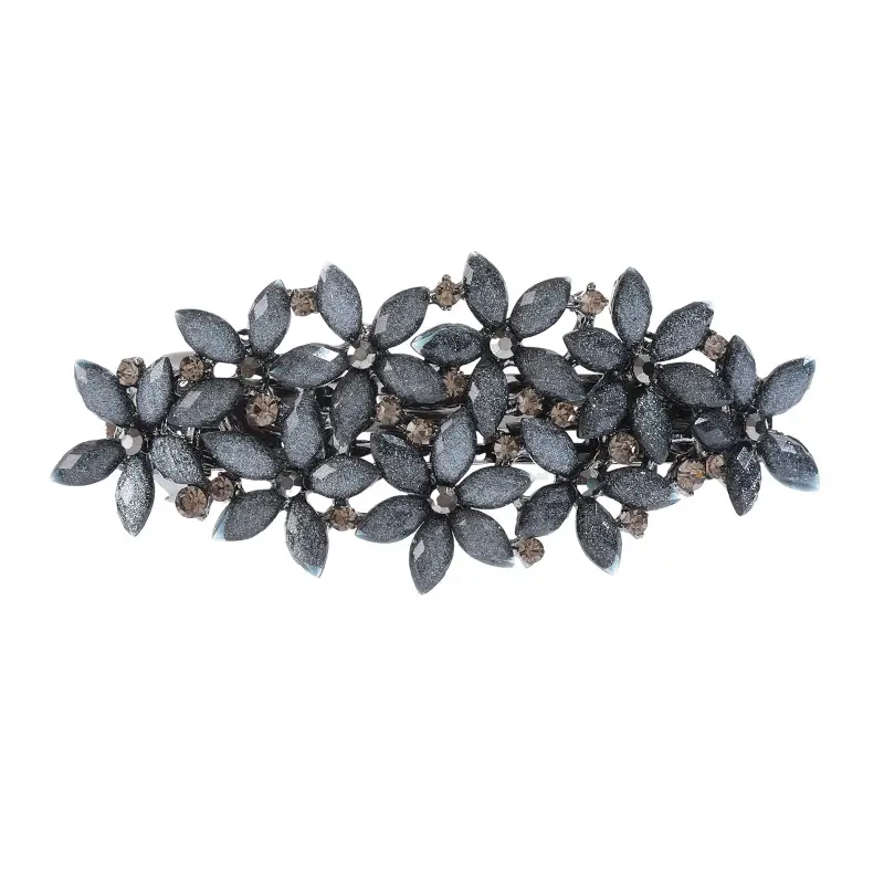 Pearl Hair Clip Large Silver Floral Design - Image 13