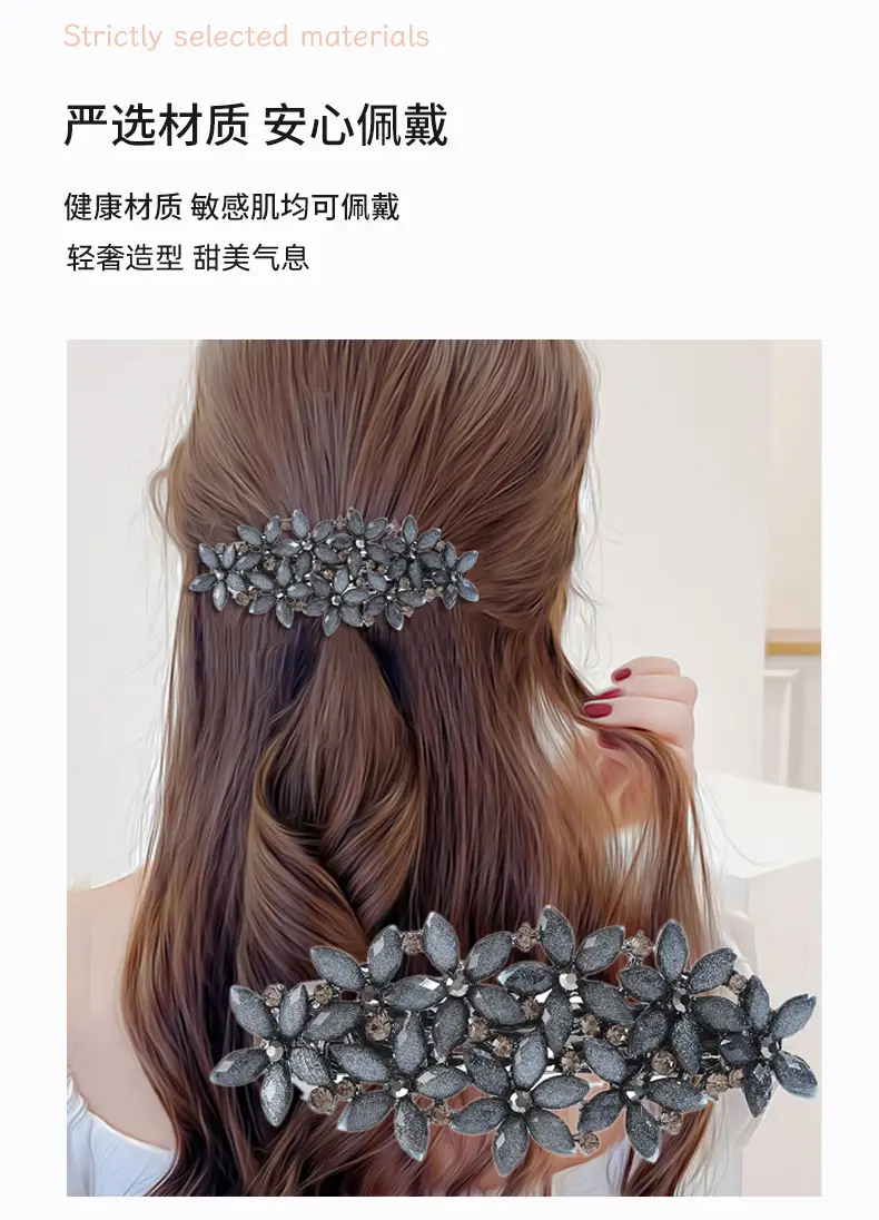 Pearl Hair Clip Large Silver Floral Design — feature 2