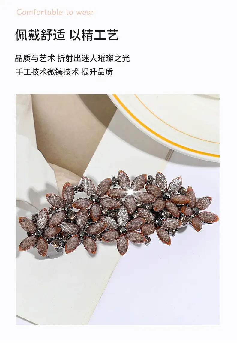 Pearl Hair Clip Large Silver Floral Design — feature 3