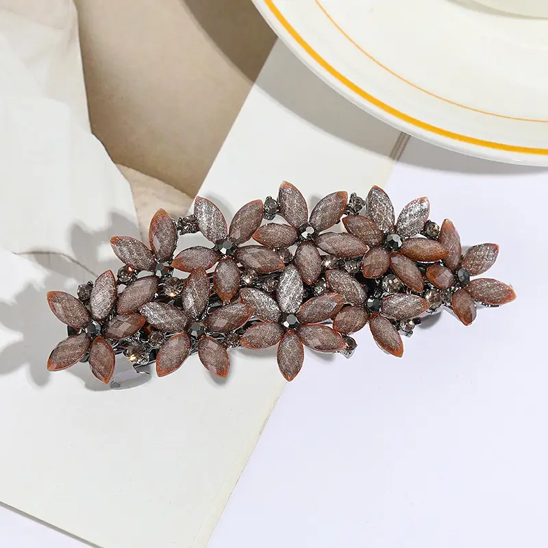 Pearl Hair Clip Large Silver Floral Design - Image 5