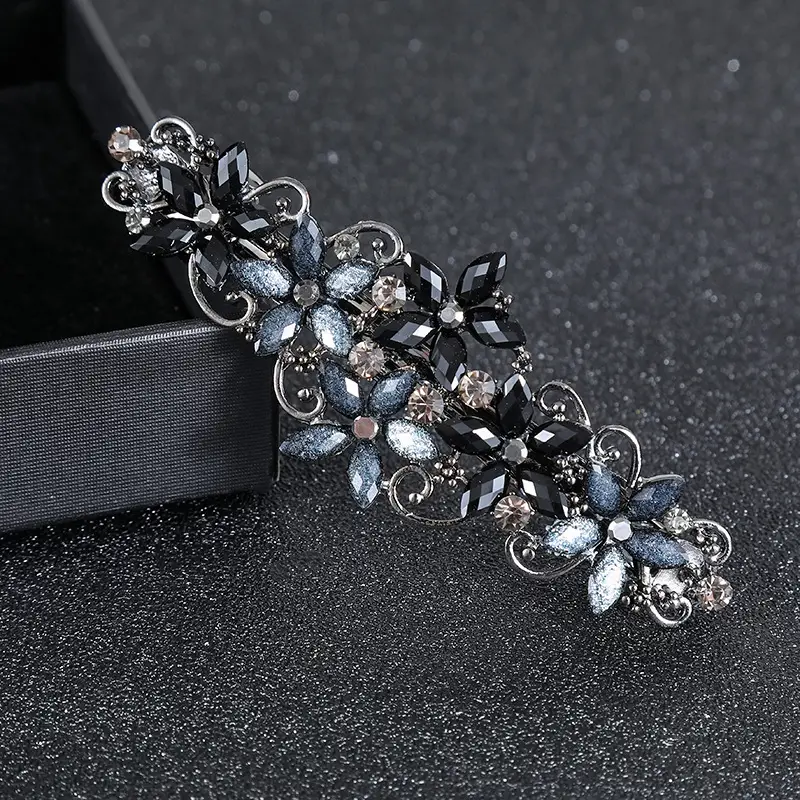 Pearl Hair Clip Large Silver Floral Design - Image 6
