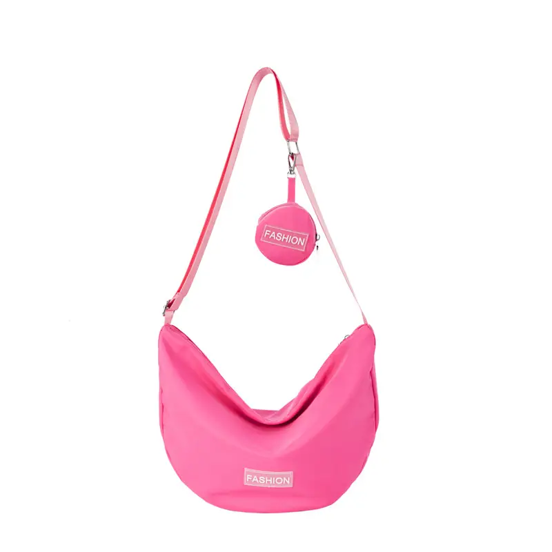 Women's Crescent Shoulder Bag Green Canvas Large Capacity